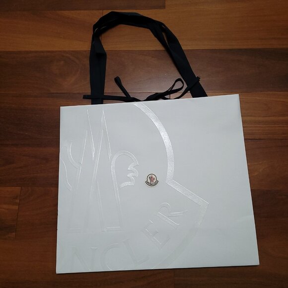 Moncler White Gift Bag Embossed Logo Empty Reusable Decorative Shopping 19 x 16 - Picture 14 of 15